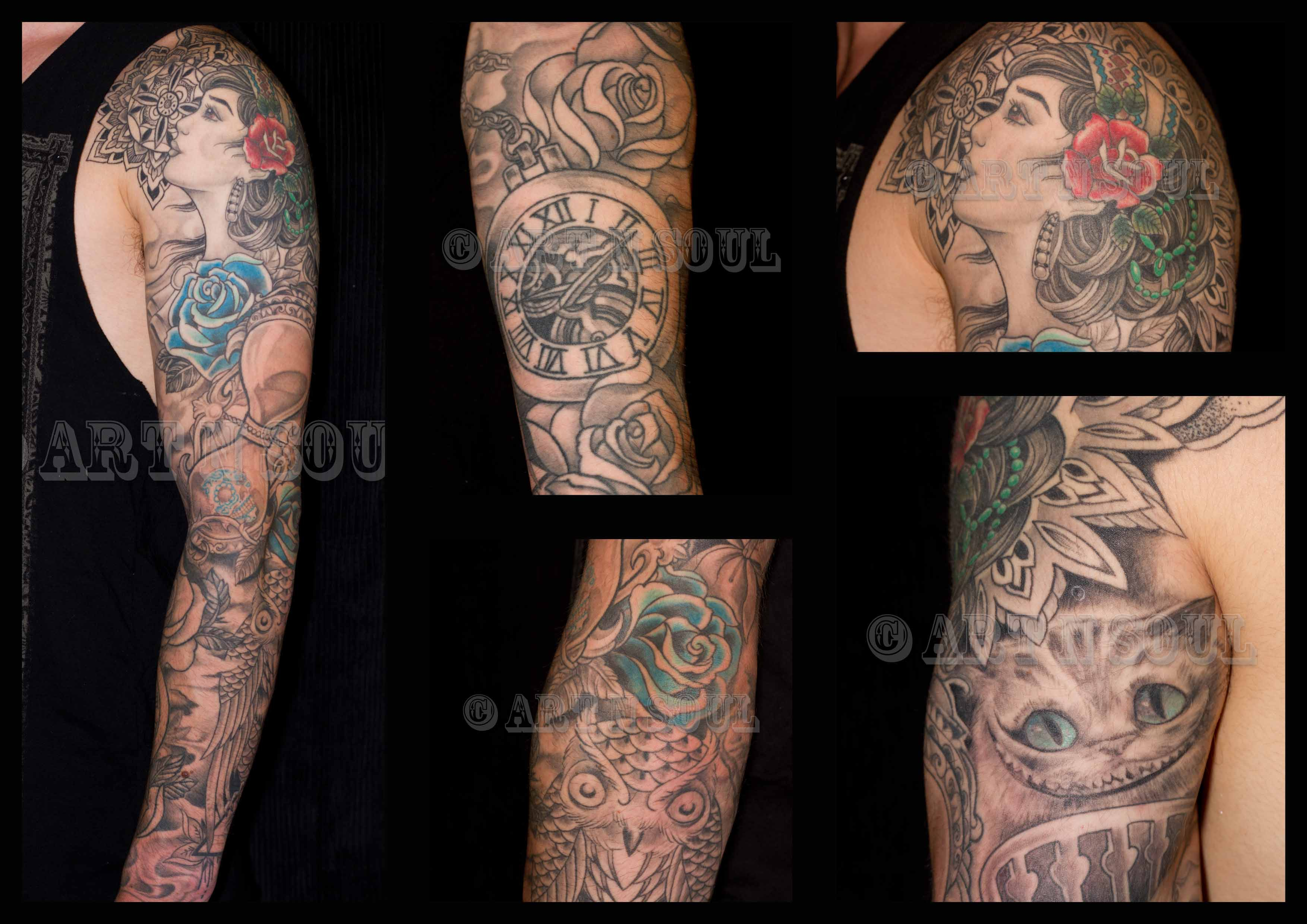 Campbell Sleeve Collage Tattoo Art N Soul Tattoo Studio in proportions 3507 X 2480