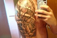 Cherry Blossom Lotus Start Half Sleeve Tattoo Done Dan At Black with sizing 1024 X 1024