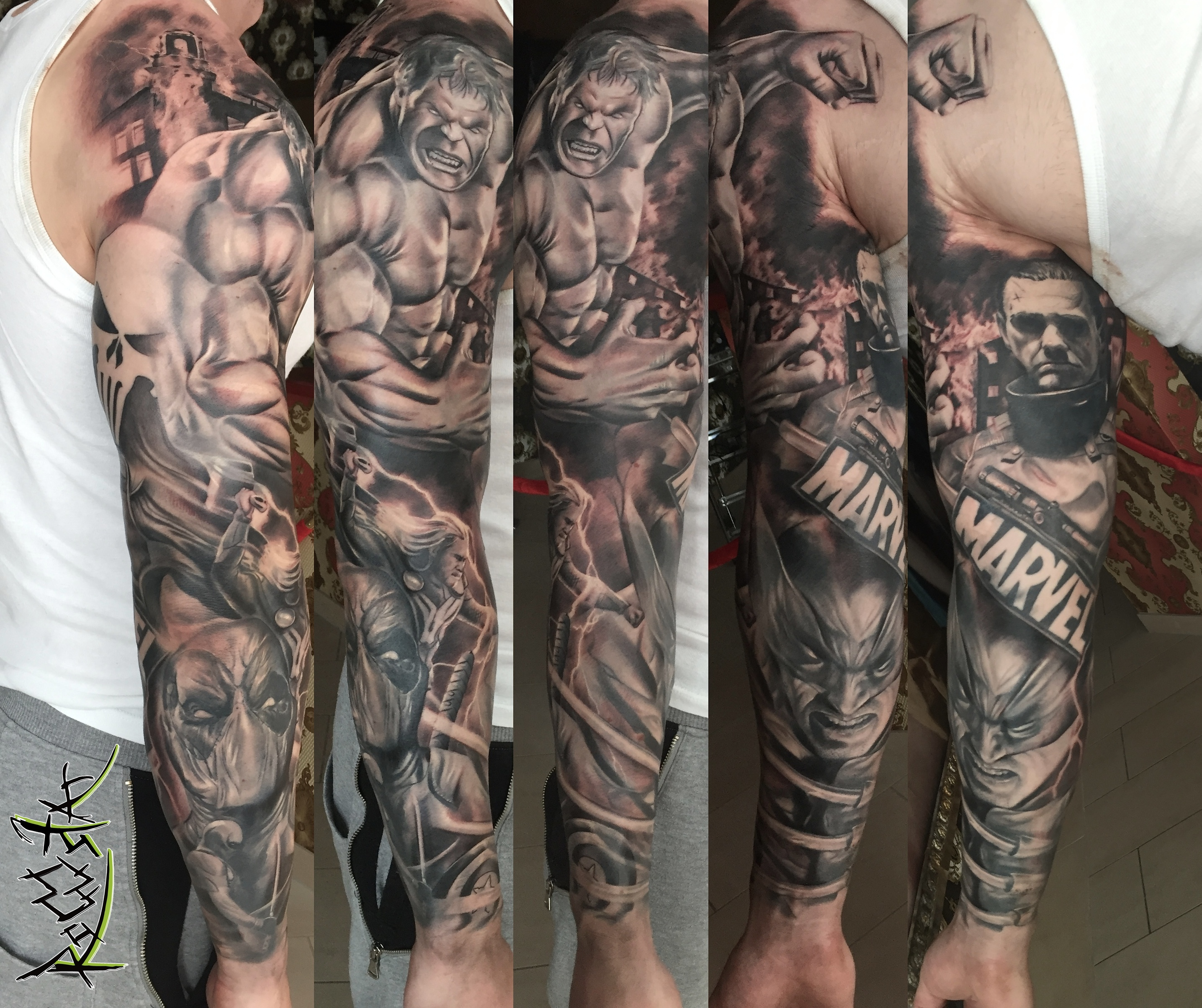 Chrischi84 Marvel Sleeve Tattoos Von Tattoo Bewertungde with regard to size 2871 X 2408