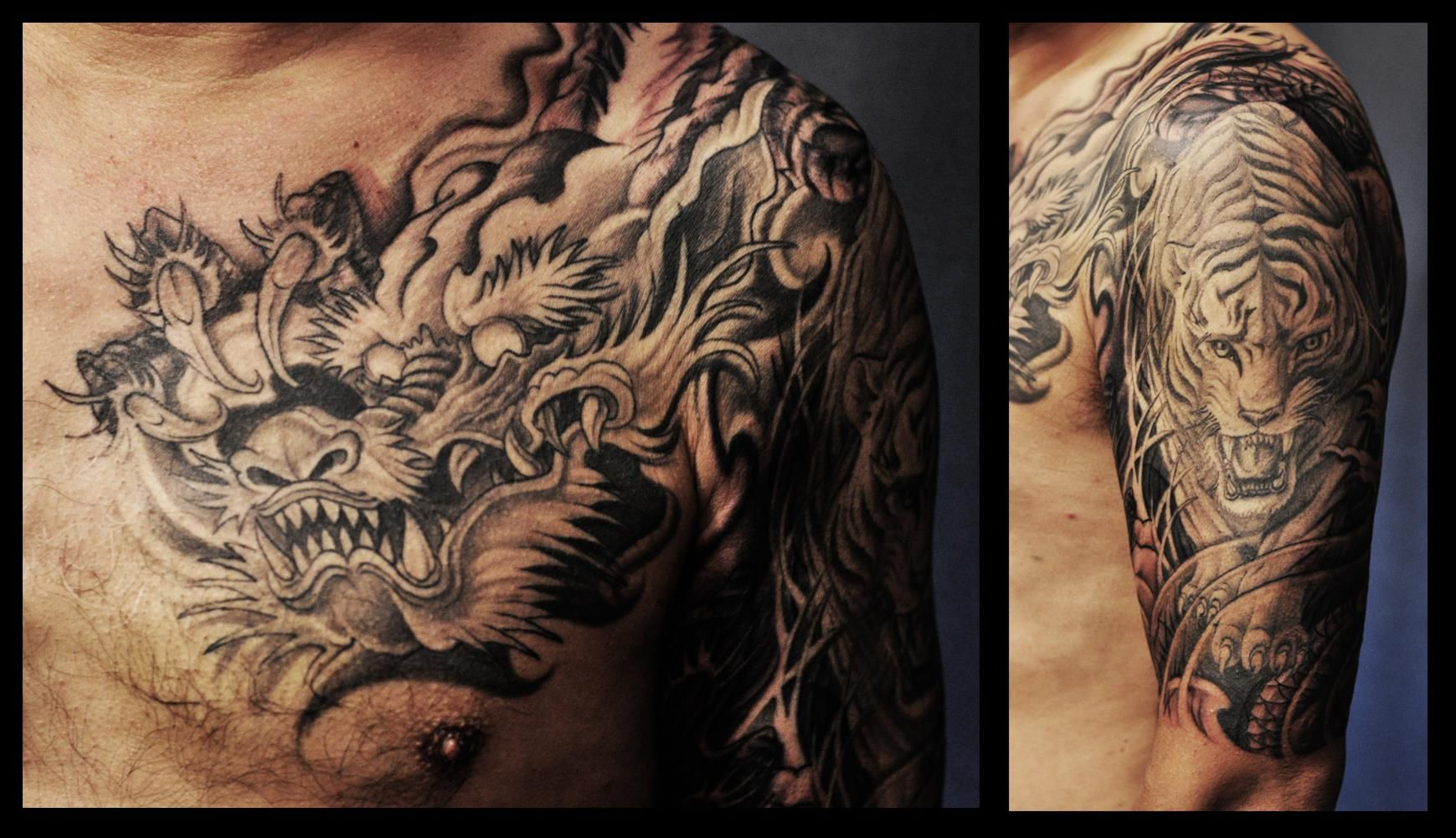 Chronic Ink Tattoos Toronto Tattoo Dragon And Tiger Half Sleeve inside sizing 1739 X 1000