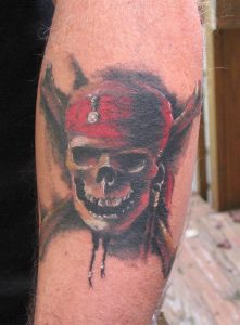 Color Pirate Skull With Cross Bones Tattoo On Sleeve pertaining to size 794 X 1080