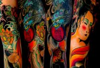 Colored Japanese Full Sleeve Tattoo in proportions 1024 X 780