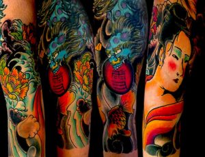 Colored Japanese Full Sleeve Tattoo in proportions 1024 X 780