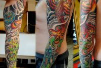 Colored Phoenix Sleeve Tattoo For Men intended for measurements 900 X 912