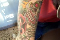 Colorful Dia De Los Muertos Couple Tattoo On Full Sleeve Colorful pertaining to measurements 1200 X 1600