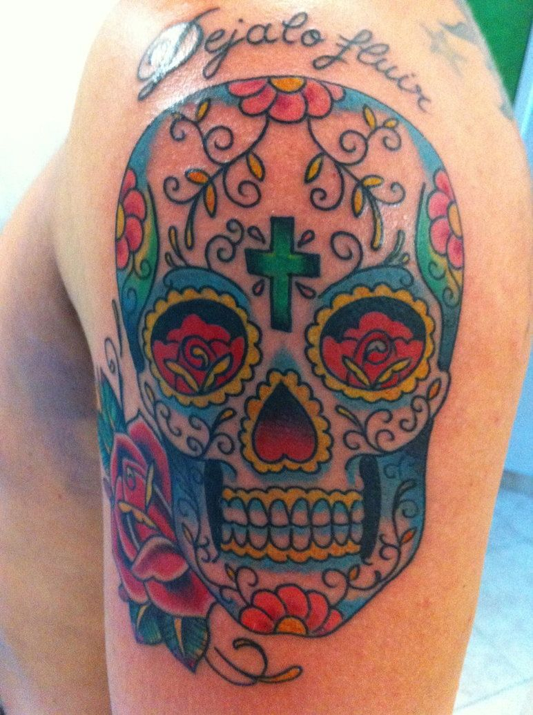 Colorful Skull Candy Tattoos Mexican Sugar Skull Color Tattoo for proportions 772 X 1034