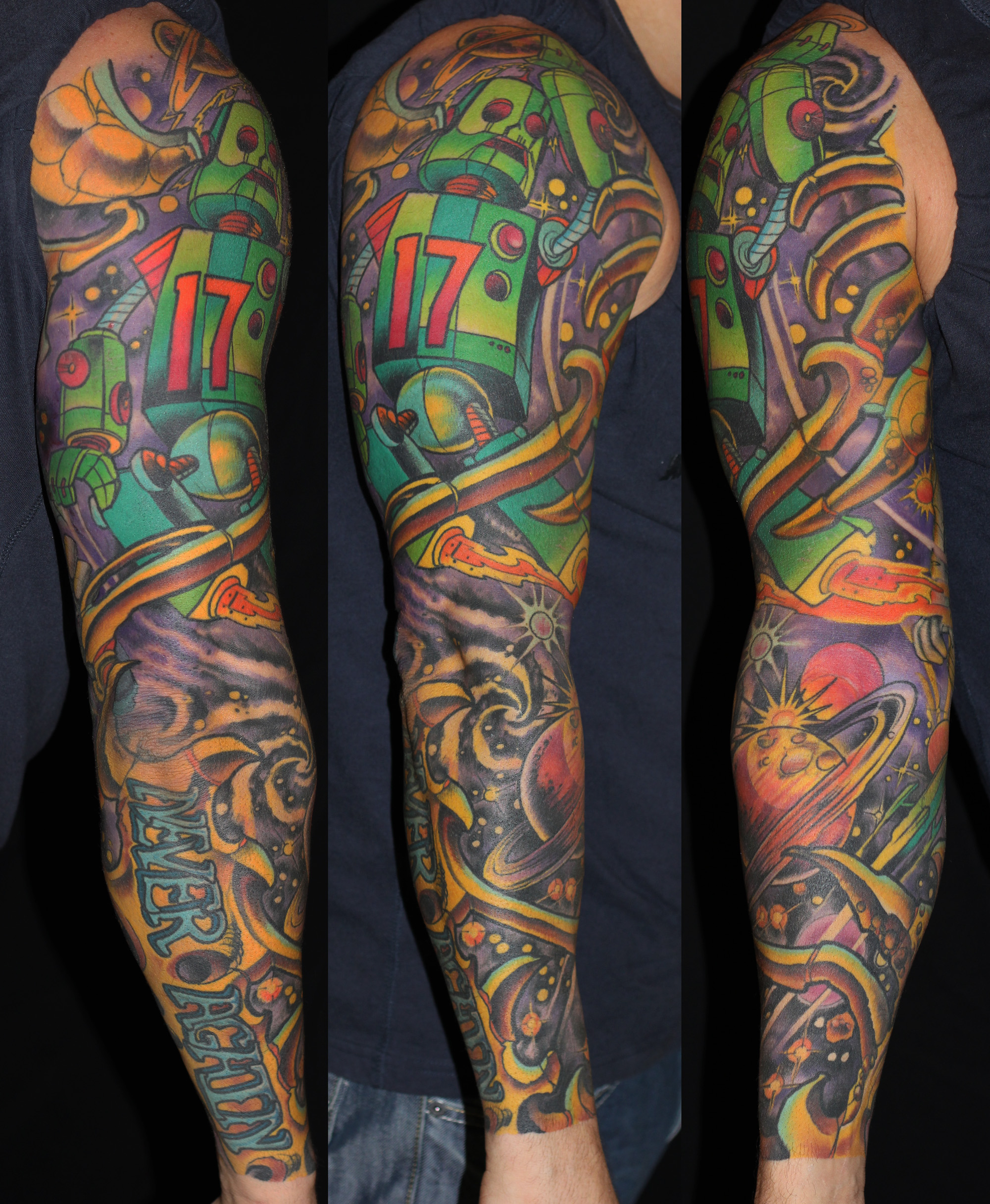 Colourful Robot Full Arm Tattoo Tattoomagz with proportions 2000 X 2432
