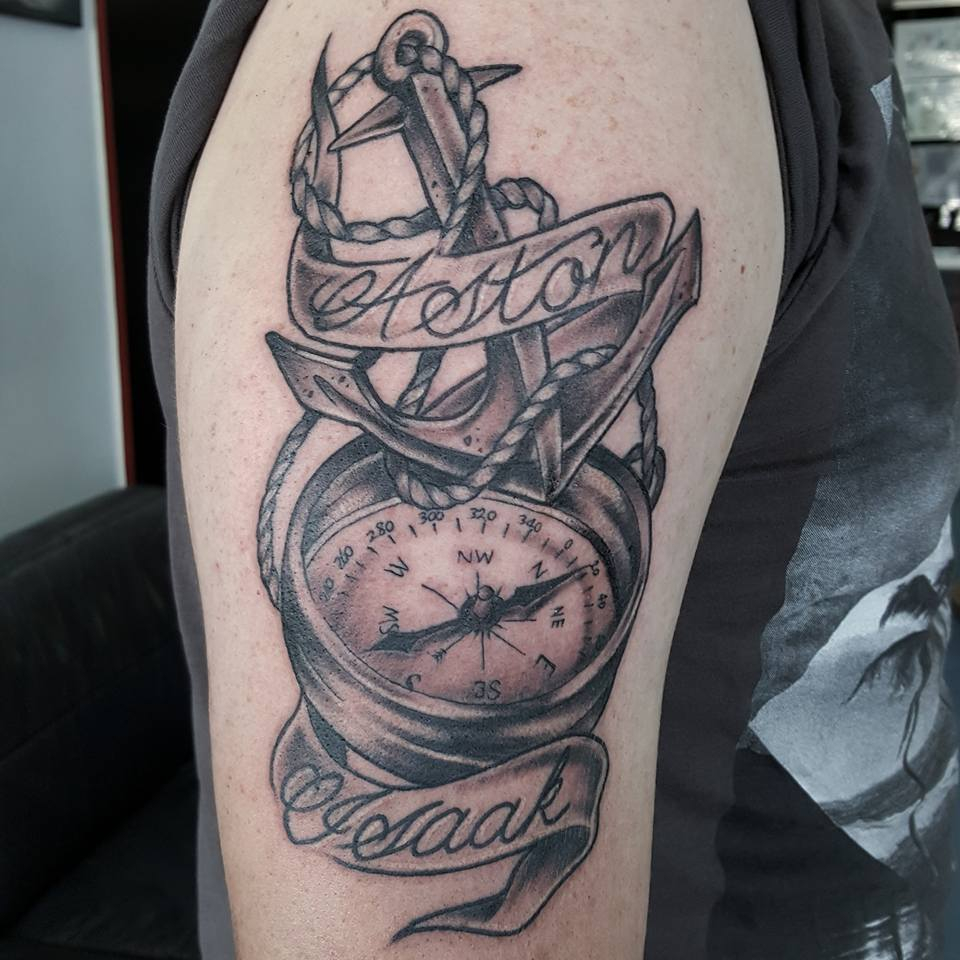 Compass And Anchor Tattoo On Half Sleeve Jamie for size 960 X 960