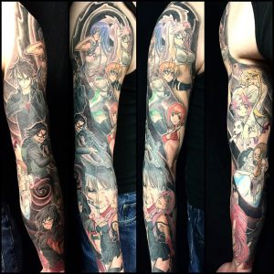 Completed Anime Tattoo Sleeve Nekorobbie On Deviantart pertaining to measurements 894 X 894