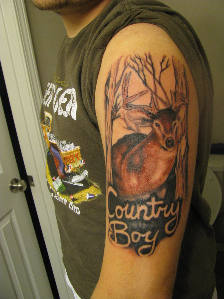 Country Boy Tattoo On Man Left Half Sleeve throughout sizing 774 X 1032