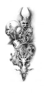 Demon Sleeve Tattoo Design Tattoo Geekclub throughout size 1091 X 2305