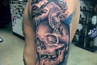 Dna Chain And Skull Tattoo On Left Half Sleeve Canvas Tattoos in size 960 X 960