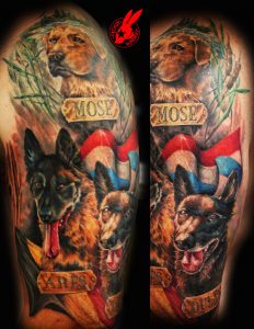 Dog Portrait Sleeve Tattoo Jackie Rabbit Custom Tattoo Flickr intended for sizing 791 X 1024