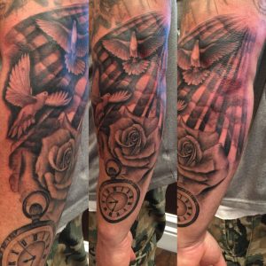 Dove Roses Pocket Watch Rip Memorial Ink Arm Tattoos Sun regarding dimensions 1000 X 1000