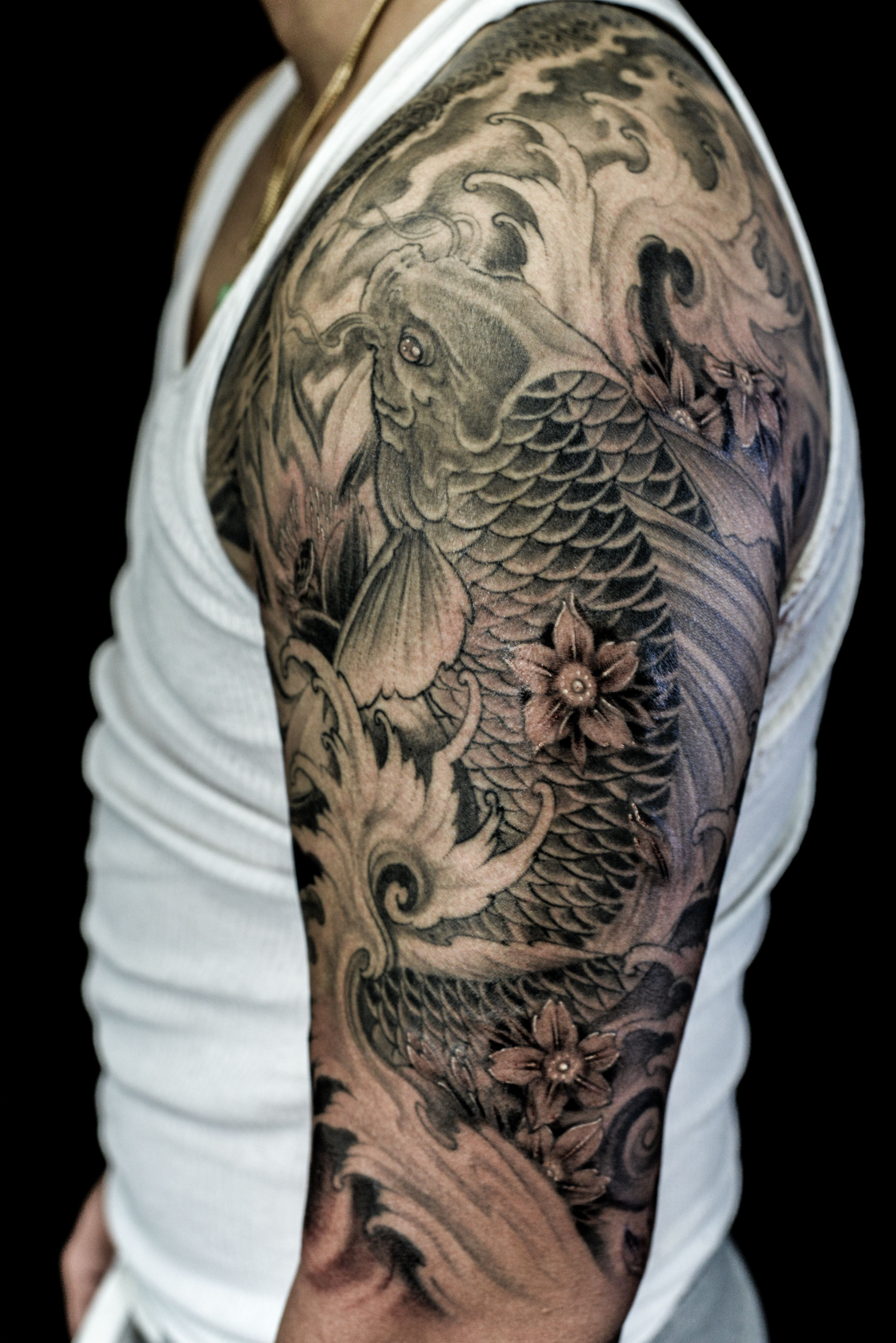 Download Free Half Sleeve Koi Fish Tattoo Chronic Ink To Use And in measurements 3580 X 5363