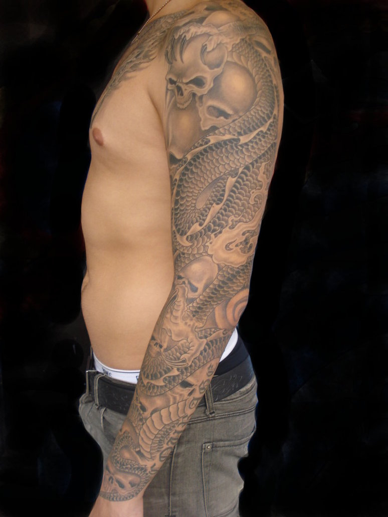 Dragon And Skull Sleeve Aenema777 On Deviantart within sizing 774 X 1032