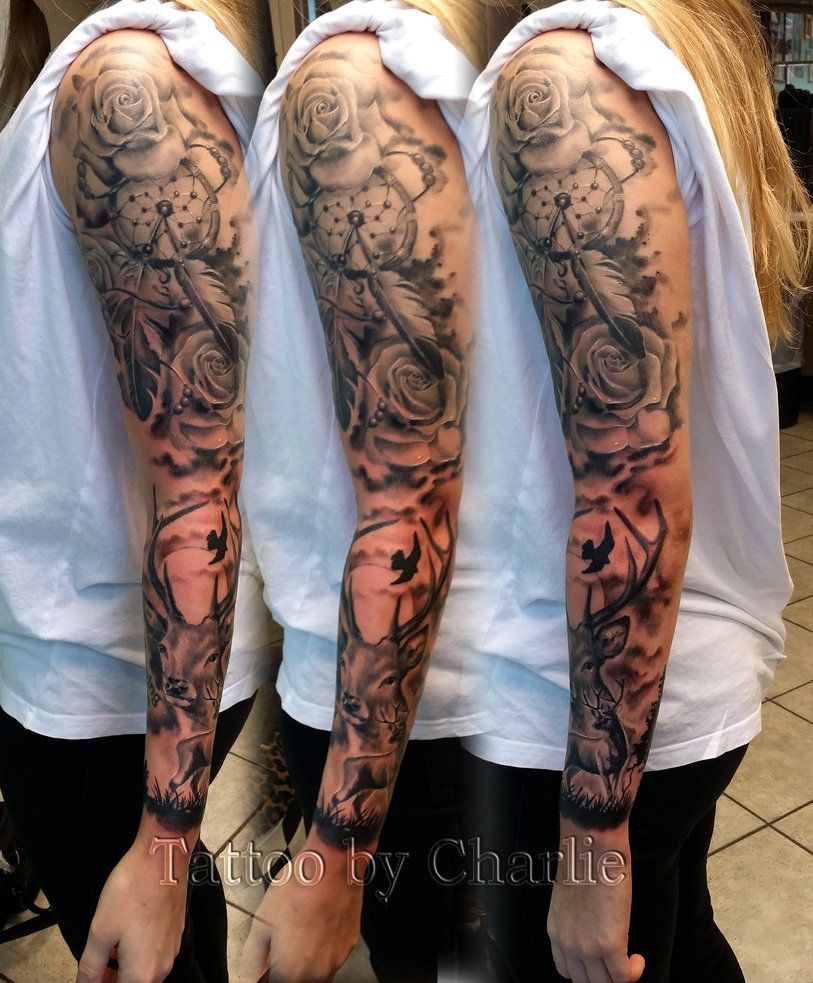 Dream Catcher Tattoo Sleeve Girl In Progress Gettattoo Tattoos regarding proportions 813 X 983