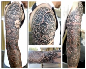 Dustin Nelson Art Steampunk Realism Gear Sleeve At Totem Tattoo intended for measurements 10500 X 8400