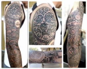Dustin Nelson Art Steampunk Realism Gear Sleeve At Totem Tattoo within proportions 10500 X 8400