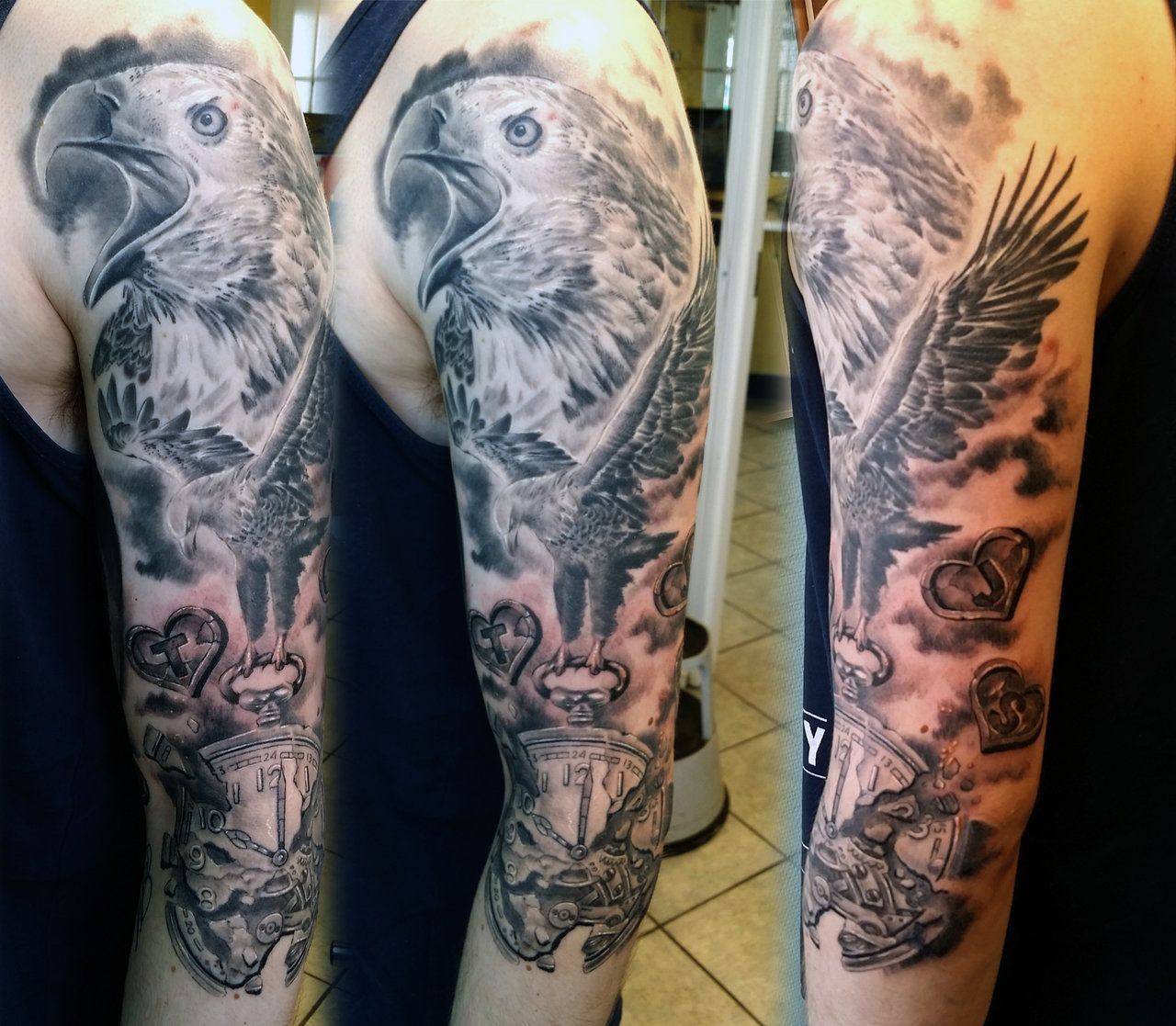Eagle Sleeve Tattoo Gettattoodeviantart On Deviantart regarding proportions 1280 X 1117