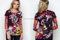 Ed Hardy Womens Death Or Glory Tattoo Sleeve Shirt With Rhin pertaining to dimensions 1200 X 866