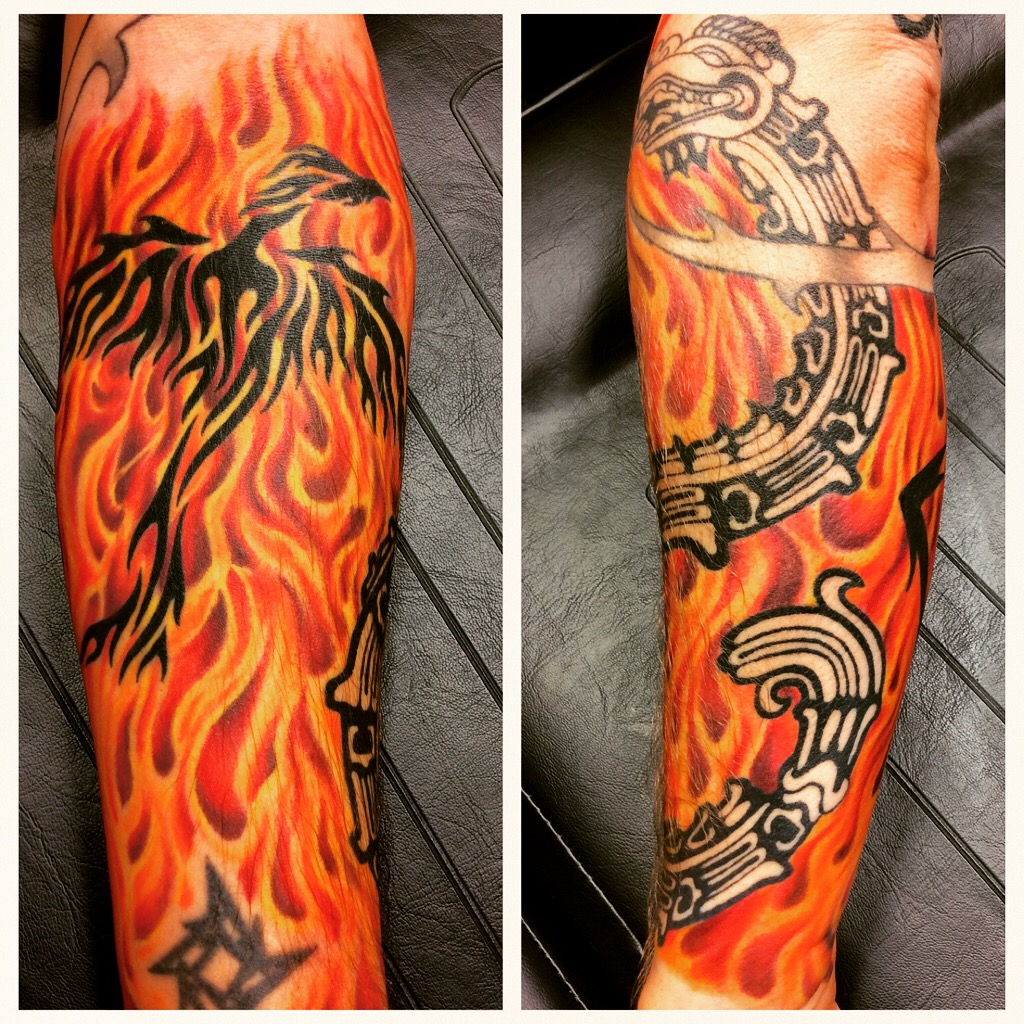 Fire Phoenix Tattoo Sleeve Inkcaptain On Deviantart intended for measurements 1024 X 1024