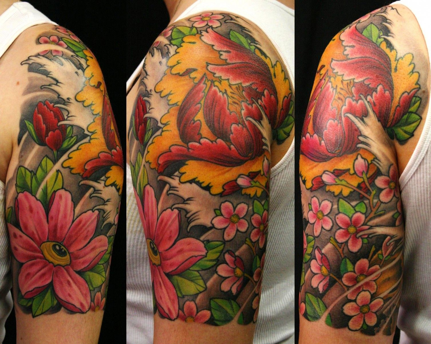 Flower Sleeve Tattoos Chris Walkin Portfolio Japanese Flowers pertaining to measurements 1506 X 1200