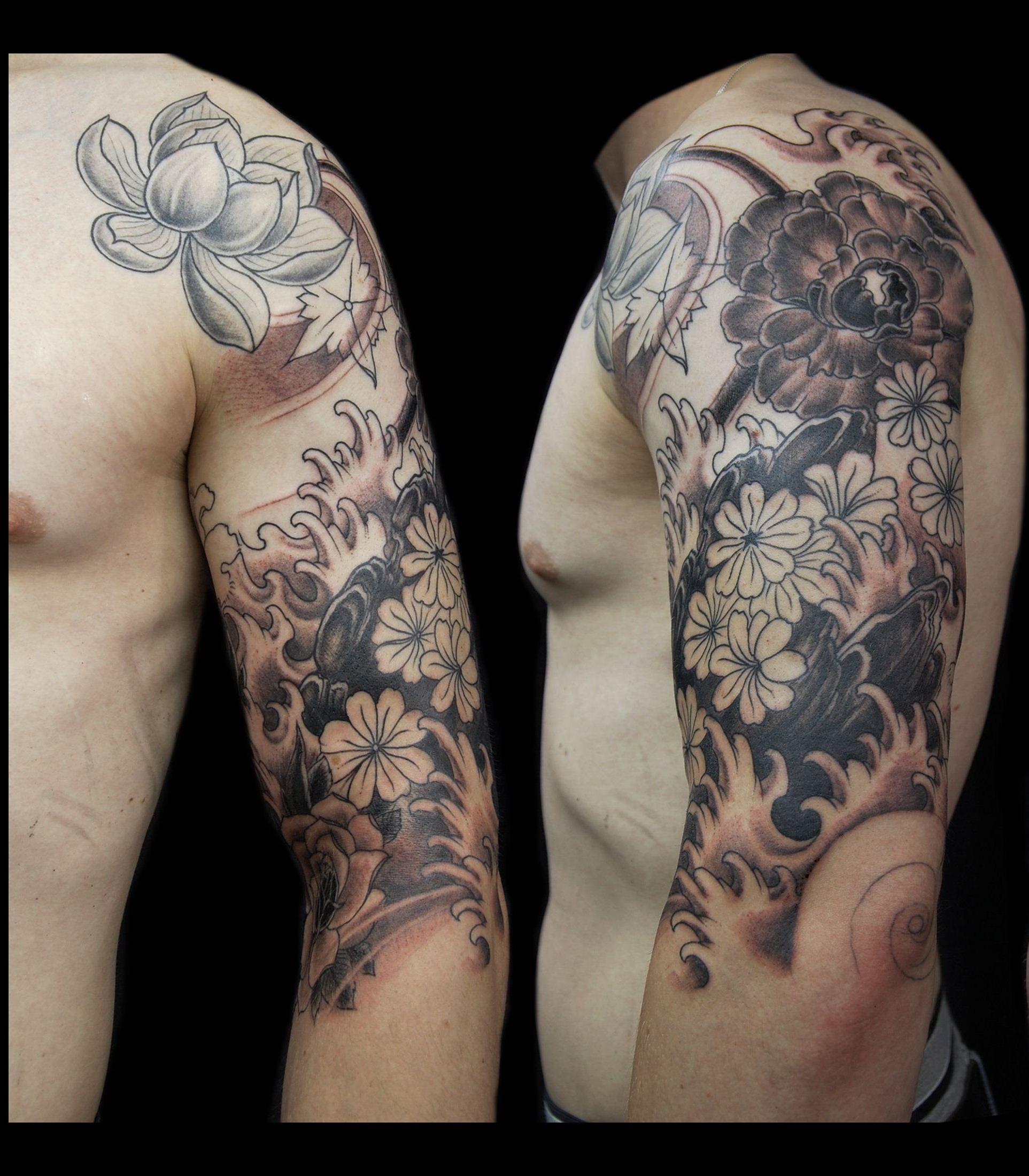 Flower Tattoo Sleeve For Men Flower Tattoos For Men Get Rotem intended for proportions 1925 X 2200