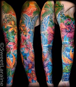 Flowers Of Hawaii Full Sleeve Tattoo Another Birght And Beautiful throughout size 1000 X 1149