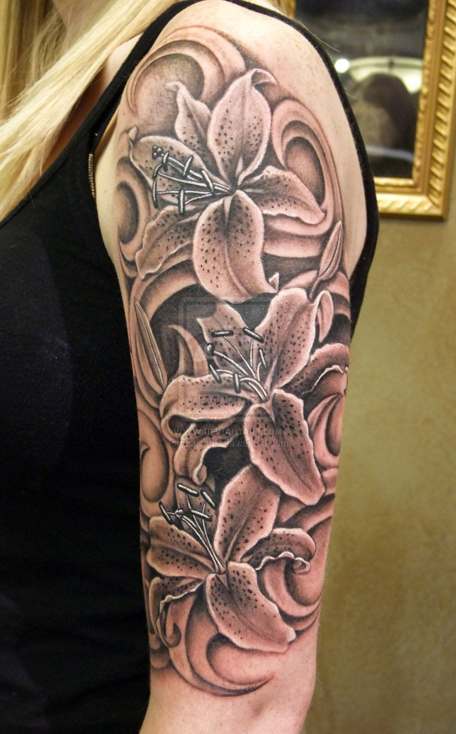 Fotos Full Lily Orchid Sleeve Tattoo 25 Full Sleeve Tattoo Designs with size 900 X 1447