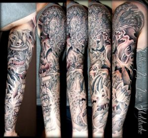 Freehand Black N Grey Japaneses Sleeve Tattoo Another Realm Tattoo inside measurements 960 X 896