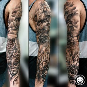 Full Sleeve Black Grey Realistic Tattoo Instatattoo Flickr in sizing 1024 X 1024