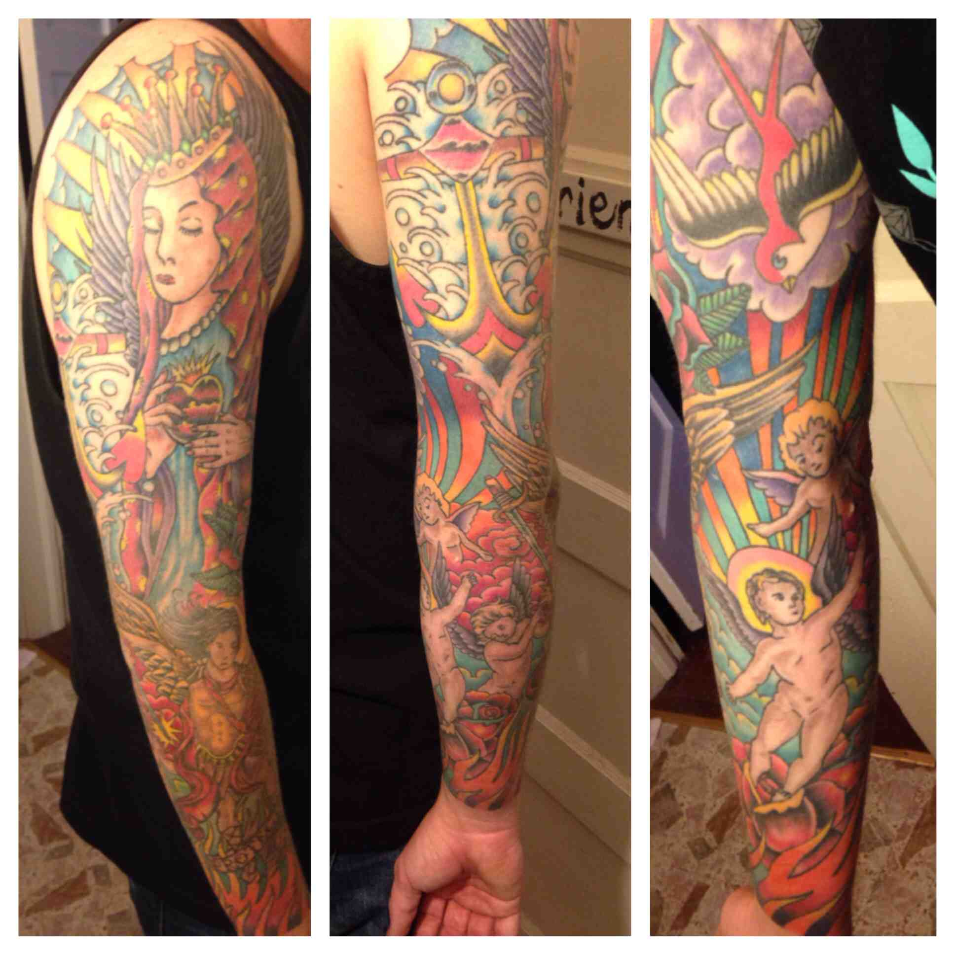 Full Sleeve Done English Craig From Freaky Tiki Tattoos In throughout proportions 1936 X 1936