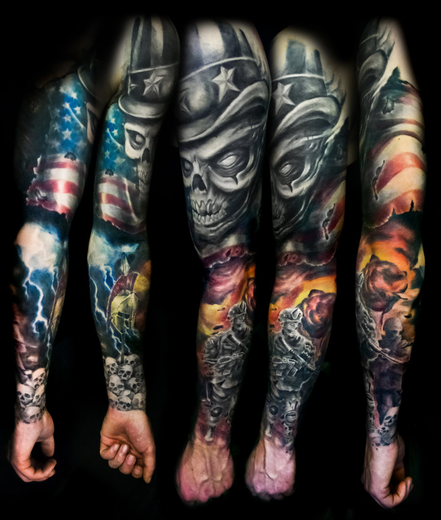 Full Sleeve Military Tattoo Designs Tattoo Ideas pertaining to sizing 900 X 1062