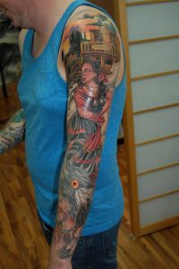 Full Sleeve Western Inspired Tattoo For Men inside proportions 1600 X 2406