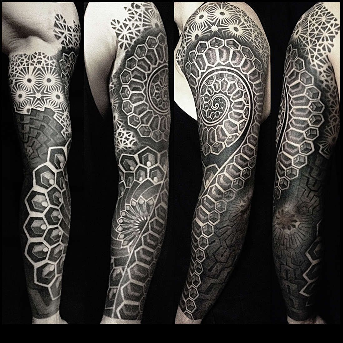 Gala Zayachkovskaya Psy Sleeve For Vlad Tattoo Blackwork Dotwork inside sizing 1099 X 1099