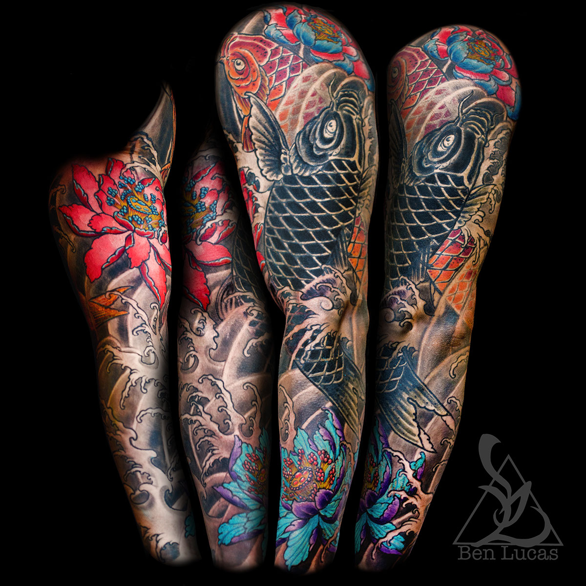 Gerrys Koi And Lotus Full Sleeve Cover Up Tattoo On Behance throughout size 1200 X 1200