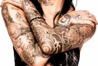 Girl With Grey Ink Sleeve Tattoos in size 1024 X 780