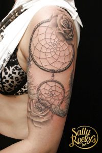 Girly Dreamcatcher With Roses Half Sleeve Tattoo Tattoos Of Sally intended for dimensions 1000 X 1500