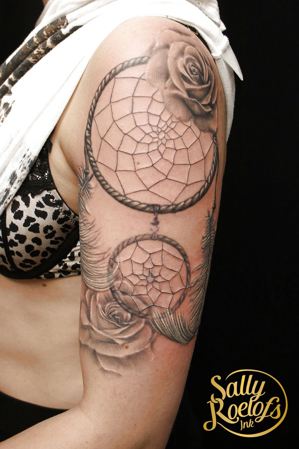 Girly Dreamcatcher With Roses Half Sleeve Tattoo Tattoos Of Sally intended for dimensions 1000 X 1500