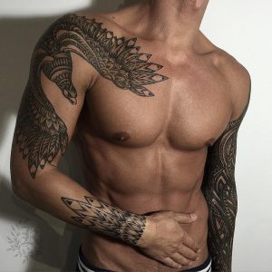 Good Looking Mens Tribal Tattoo Bird Tattoo Tattoo Sleeve Hot Men with regard to dimensions 1080 X 1080