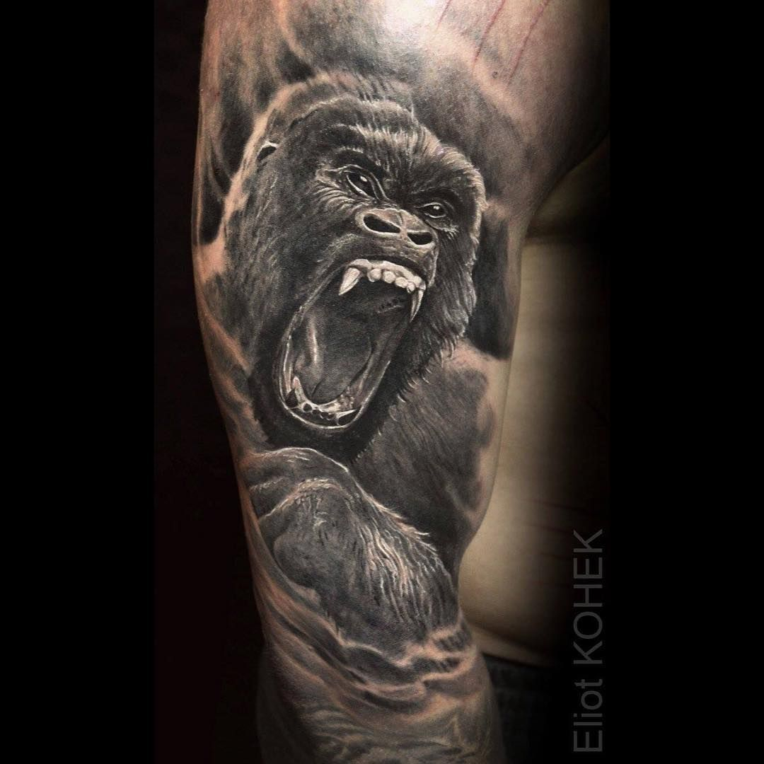 Gorilla Realistic Tattoo Silverbackink Killerink intended for proportions 1080 X 1080