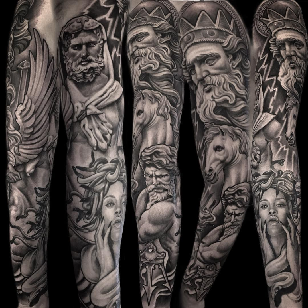 Greek Mythology Sleeve Done Me Anja Ferencic Forever Yours Tattoo intended for measurements 1080 X 1080