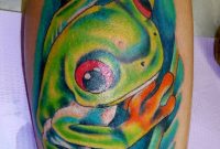 Green Frog Tattoo On Leg Sleeve throughout sizing 1152 X 1535