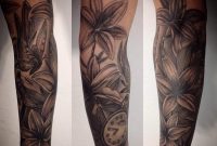 Grey And Black Lily Tattoo On Full Sleeve throughout size 1080 X 928