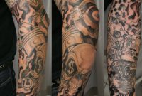 Grey Ink Dice And Mechanical Sleeve Tattoo pertaining to proportions 2985 X 2700