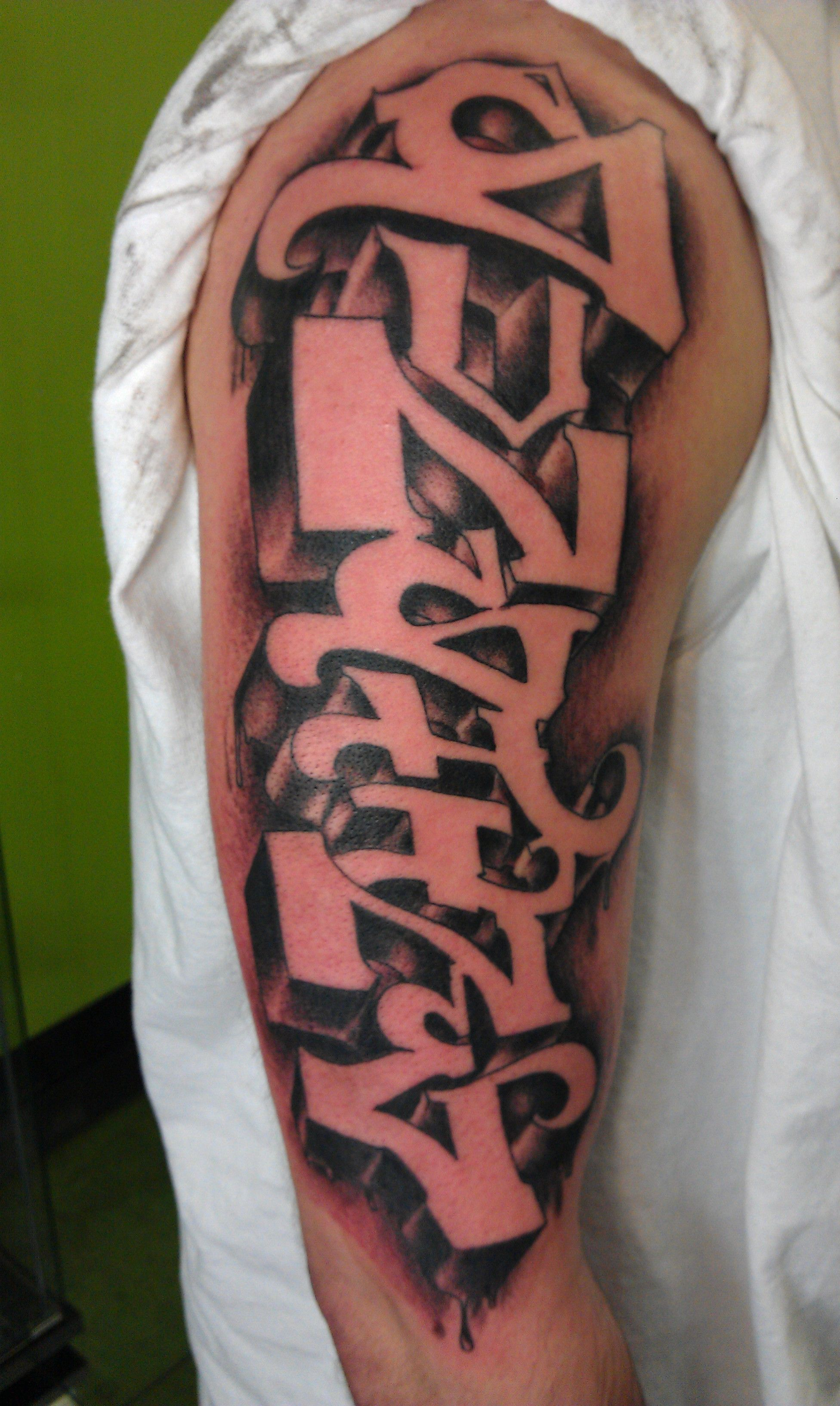 Grey Ink Graffiti Tattoo On Right Sleeve Piercing And Tattoo Art pertaining to proportions 1952 X 3264