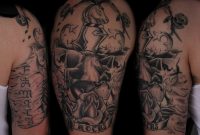 Grey Ink Right Half Sleeve English Family Crest Tattoo with regard to proportions 4500 X 3636