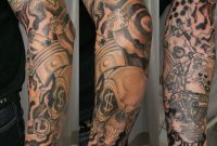 Grey Ink Skull And Pistons Sleeve Tattoo within dimensions 2985 X 2700