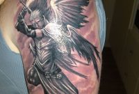 Grey Ink Warrior Angel Sleeve Tattoo regarding dimensions 800 X 1067